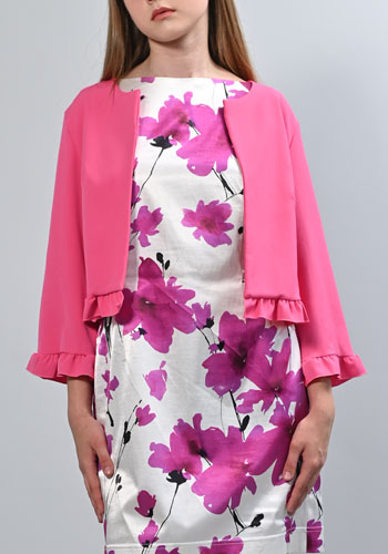 Женский короткий нарядный жакет (фуксия, розовый). Женские пиджаки и жакеты модные 2024