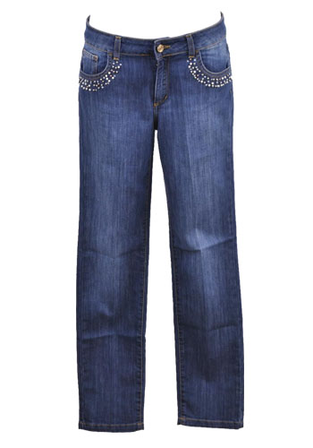Джинси жіночі класичні. Женские джинсы класические ровные синие больших размеров Mogana